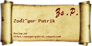 Zséger Patrik névjegykártya